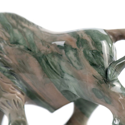 6.3" Kowloon Jade Bull Carving Sculpture piece 3100006 view 8