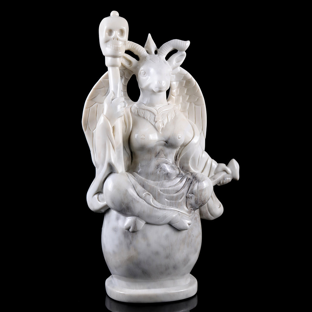 8.7" Ivory Jade Ghost King Carving Sculpture piece 3100008 hand carved natural gemstone sculpture by Nicedony