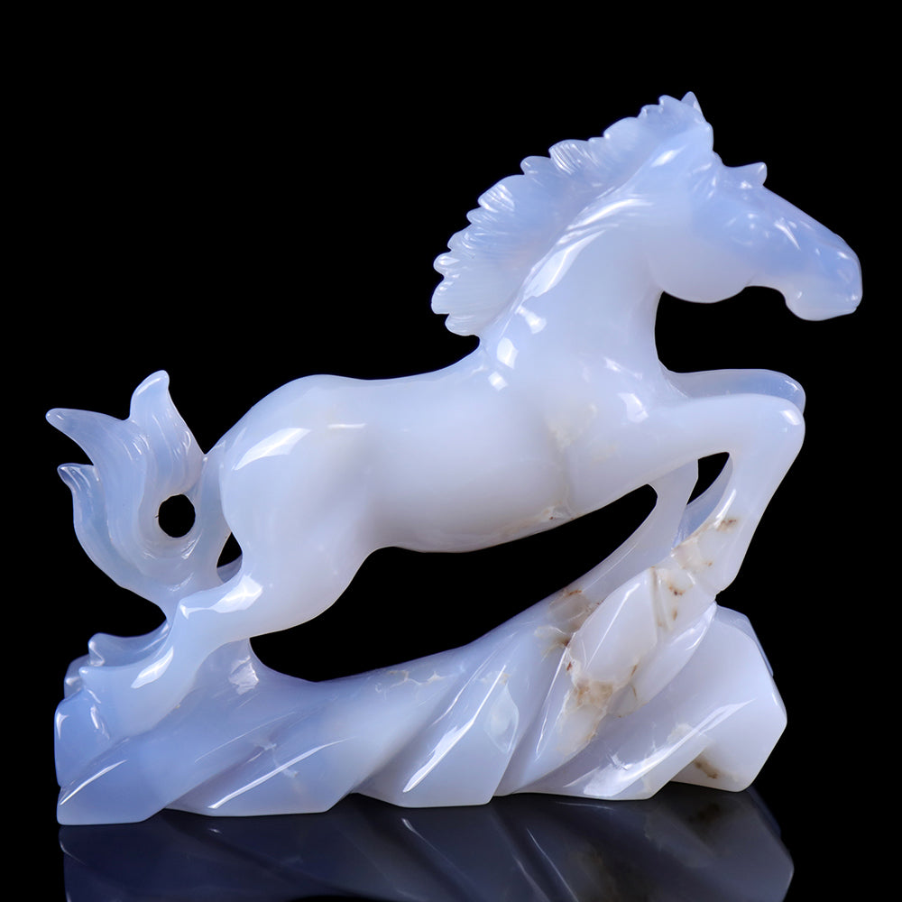 4.7" Blue Chalcedony Horse Carving Sculpture piece 3100009 view 2