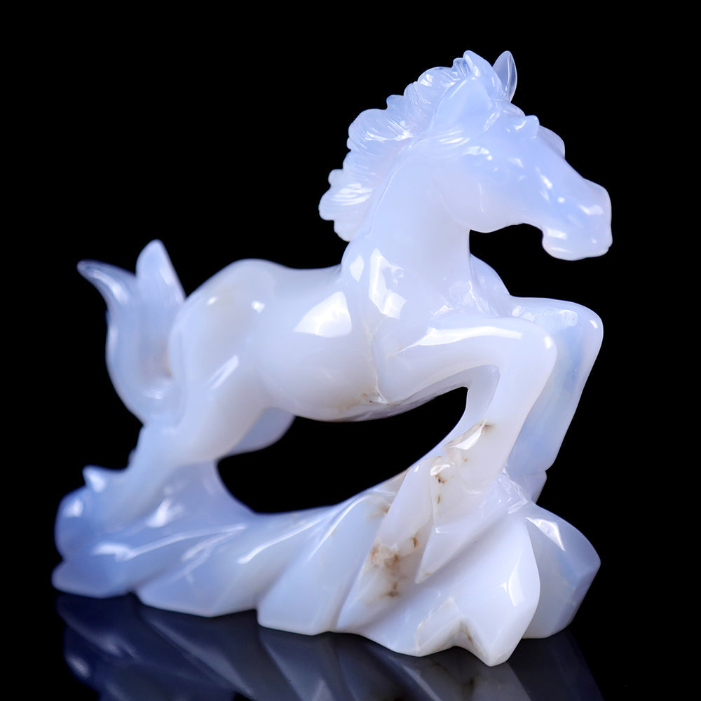 4.7" Blue Chalcedony Horse Carving Sculpture piece 3100009 view 4