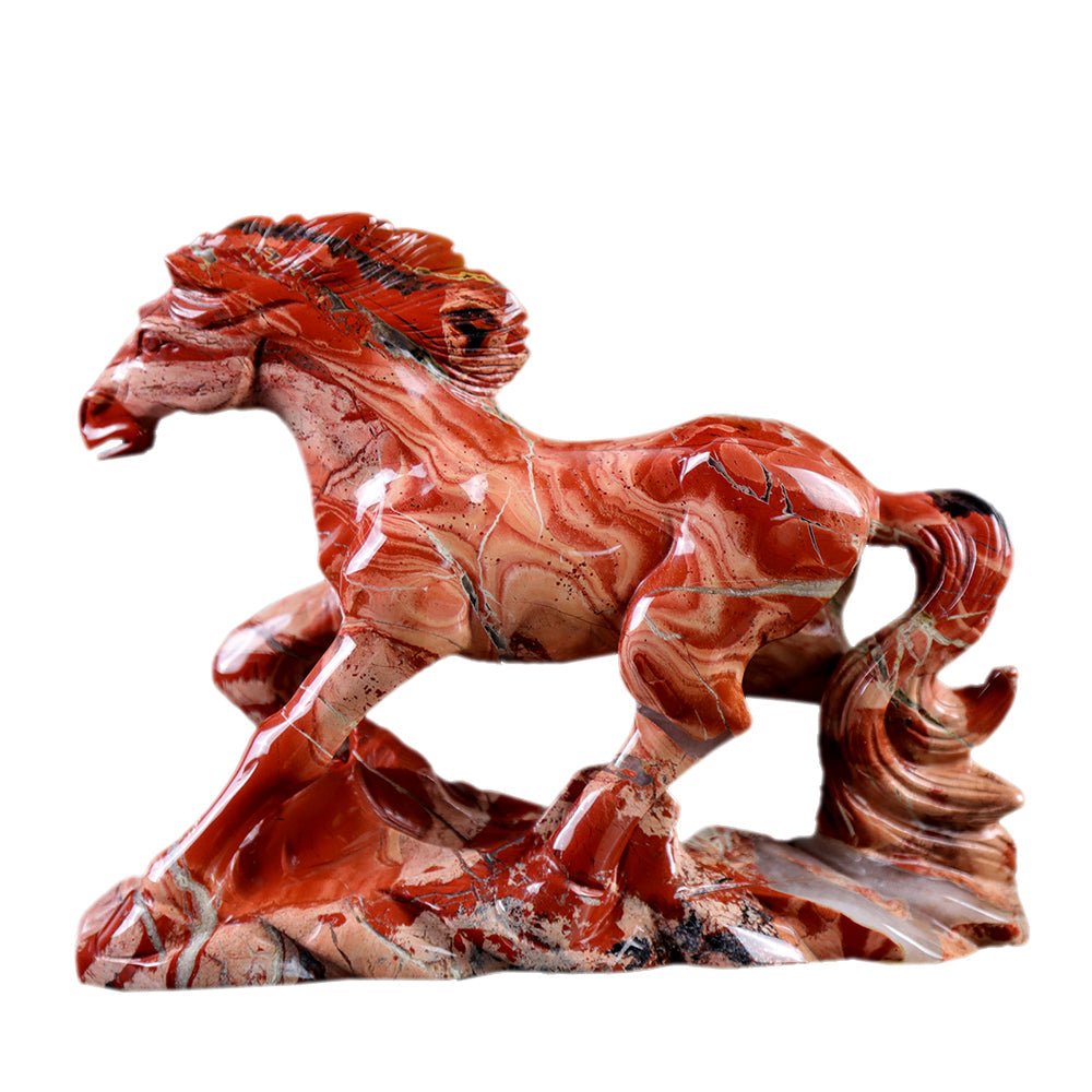 4.7" Red Jasper Horse Carving Sculpture piece 3100010 hand carved natural gemstone sculpture by Nicedony