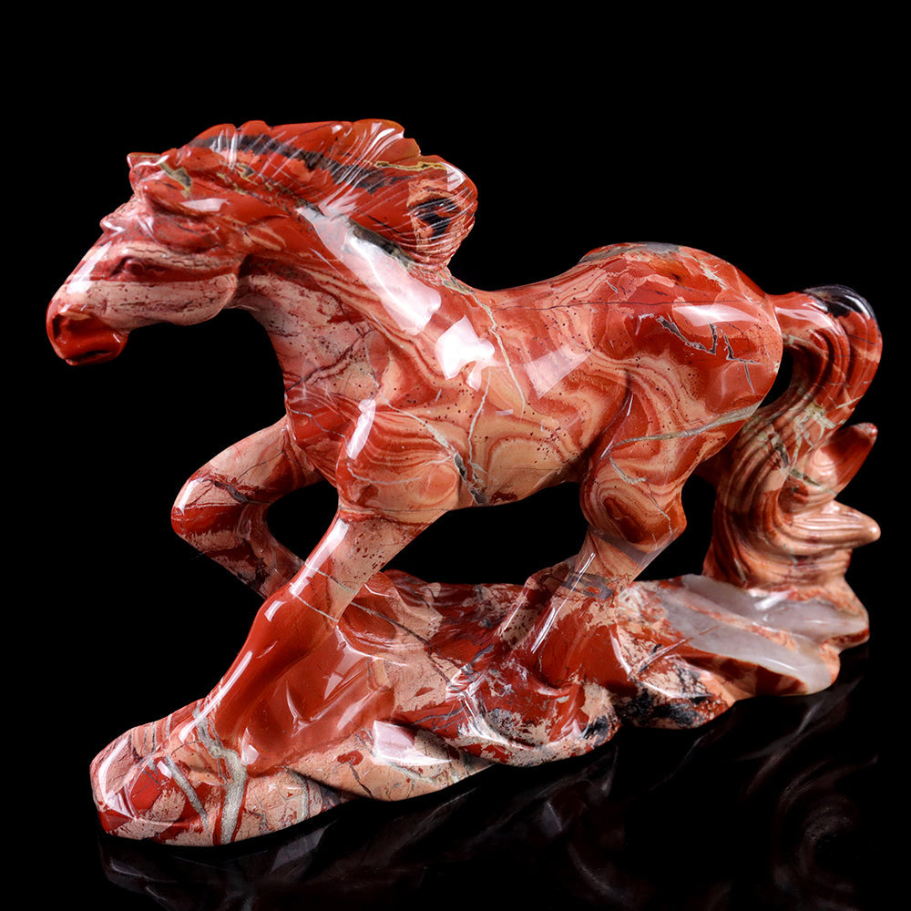 4.7" Red Jasper Horse Carving Sculpture piece 3100010 view 11