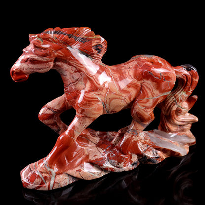 4.7" Red Jasper Horse Carving Sculpture piece 3100010 view 11