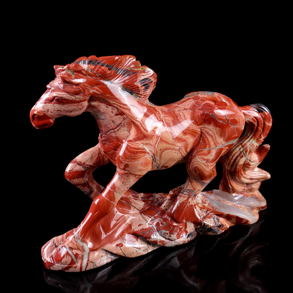 4.7" Red Jasper Horse Carving Sculpture piece 3100010 view 2