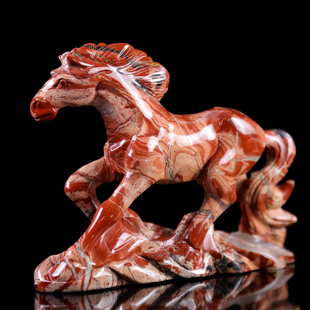 4.7" Red Jasper Horse Carving Sculpture piece 3100010 view 3