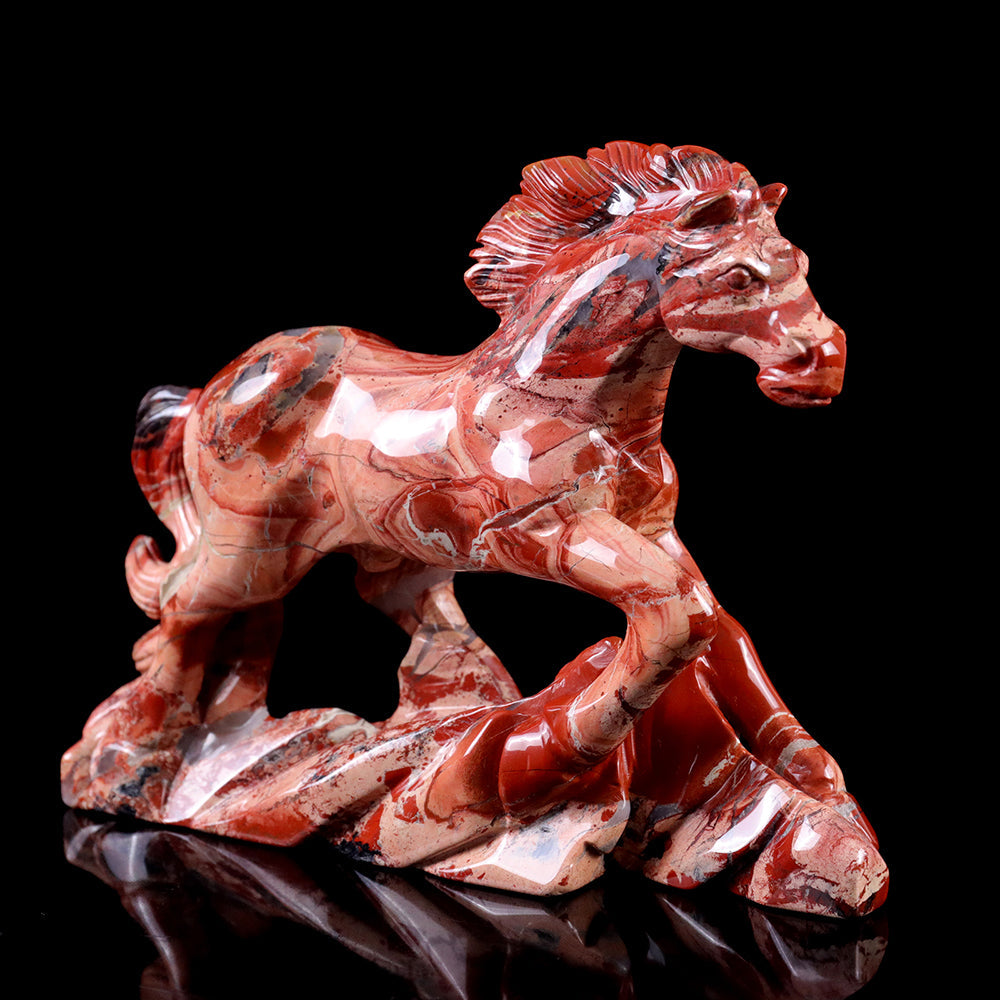 4.7" Red Jasper Horse Carving Sculpture piece 3100010 view 6