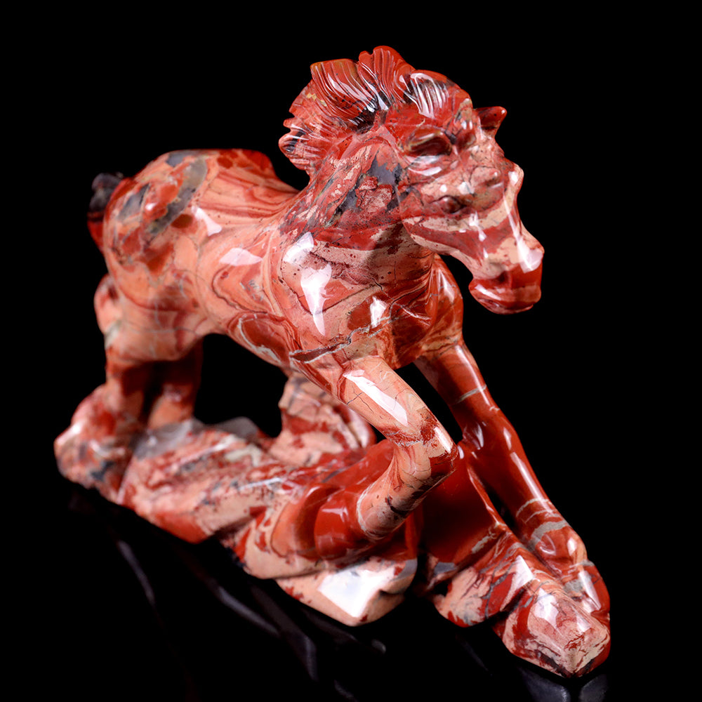 4.7" Red Jasper Horse Carving Sculpture piece 3100010 view 9