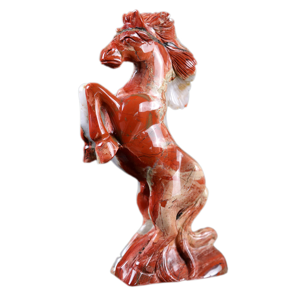 4.3" Red Jasper Standing Horse Carving Sculpture piece 3100011 hand carved natural gemstone sculpture by Nicedony