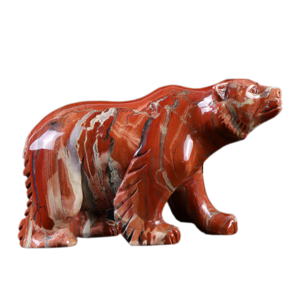 6.0" Red Jasper Polar Bear Carving Sculpture piece 3100014 hand carved natural gemstone sculpture by Nicedony