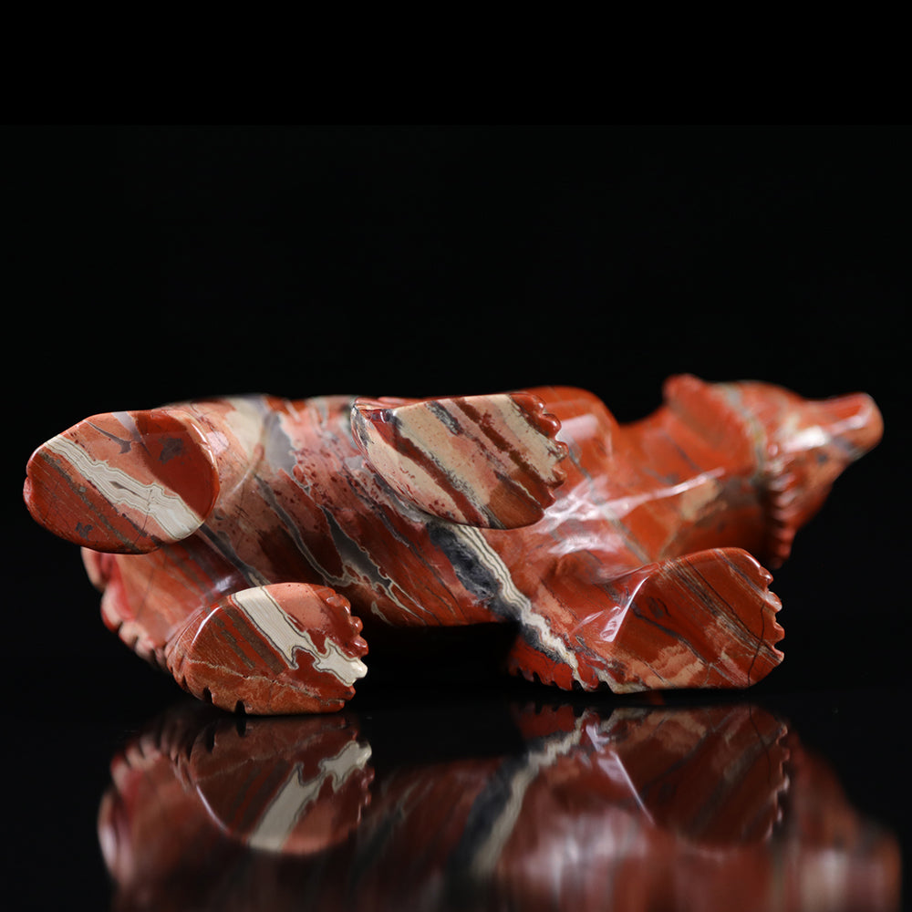 6.0" Red Jasper Polar Bear Carving Sculpture piece 3100014 view 4