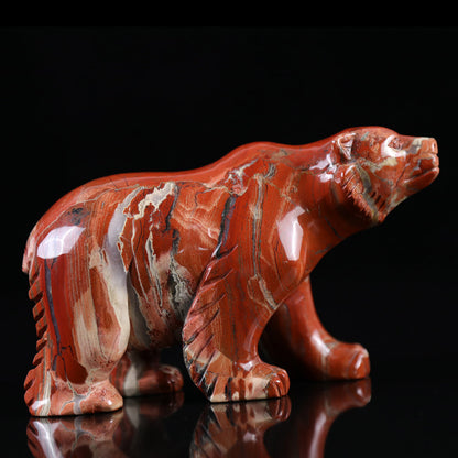 6.0" Red Jasper Polar Bear Carving Sculpture piece 3100014 view 5