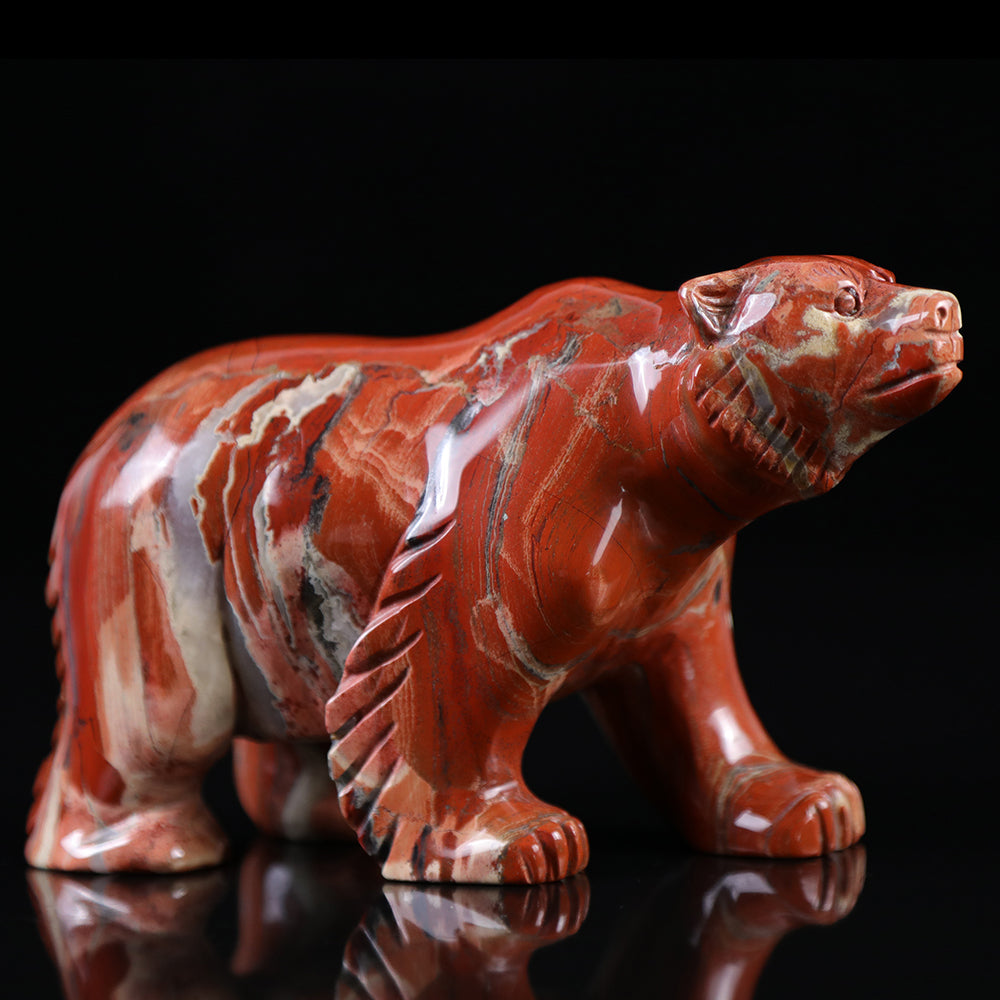 6.0" Red Jasper Polar Bear Carving Sculpture piece 3100014 view 6
