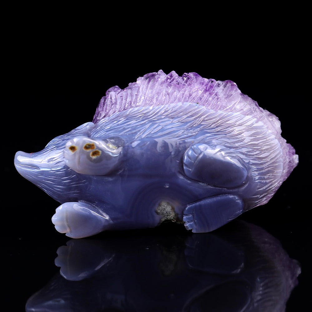 3.4" Amethyst Cluster Hedgehog Carving Sculpture piece 3100032 view 7