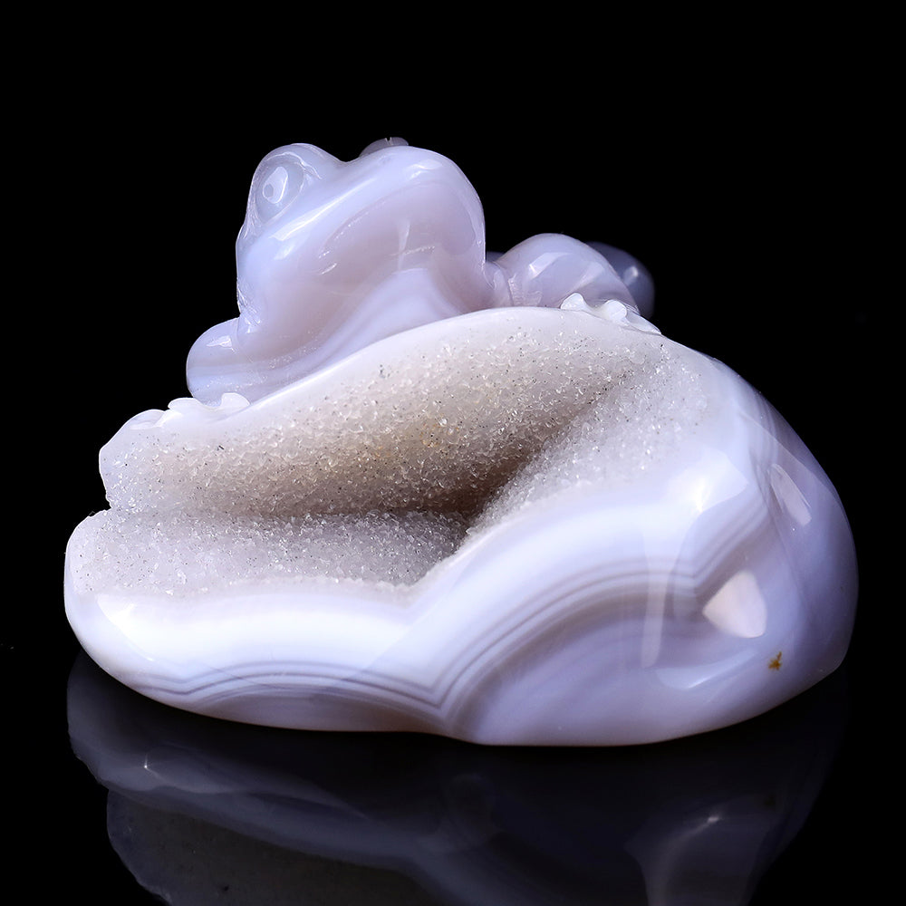 4.1" Geode Agate Frog Carving Sculpture piece 3100040 view 4