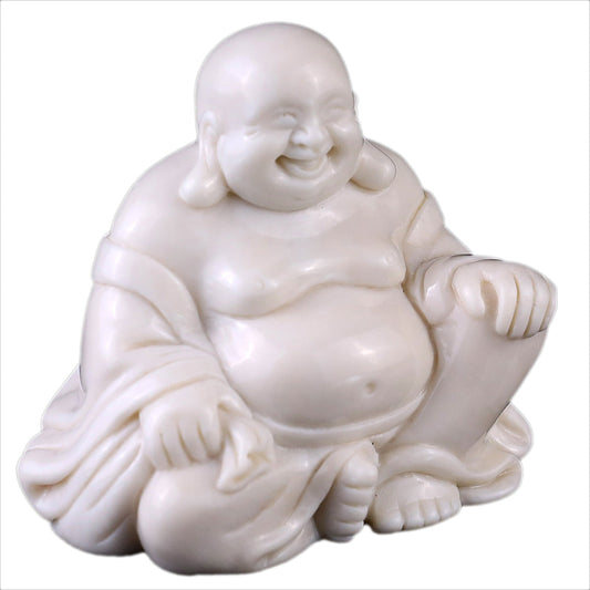 3.0" Ivory Jade Laughing Buddha Carving Sculpture piece 3100059 hand carved natural gemstone sculpture by Nicedony
