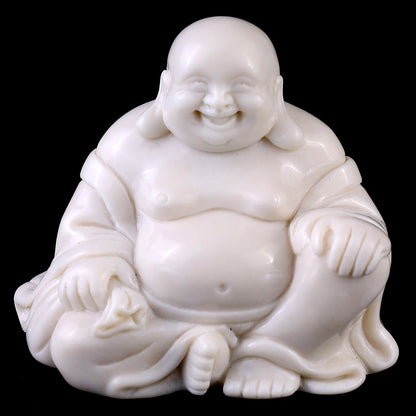 3.0" Ivory Jade Laughing Buddha Carving Sculpture piece 3100059 view 2