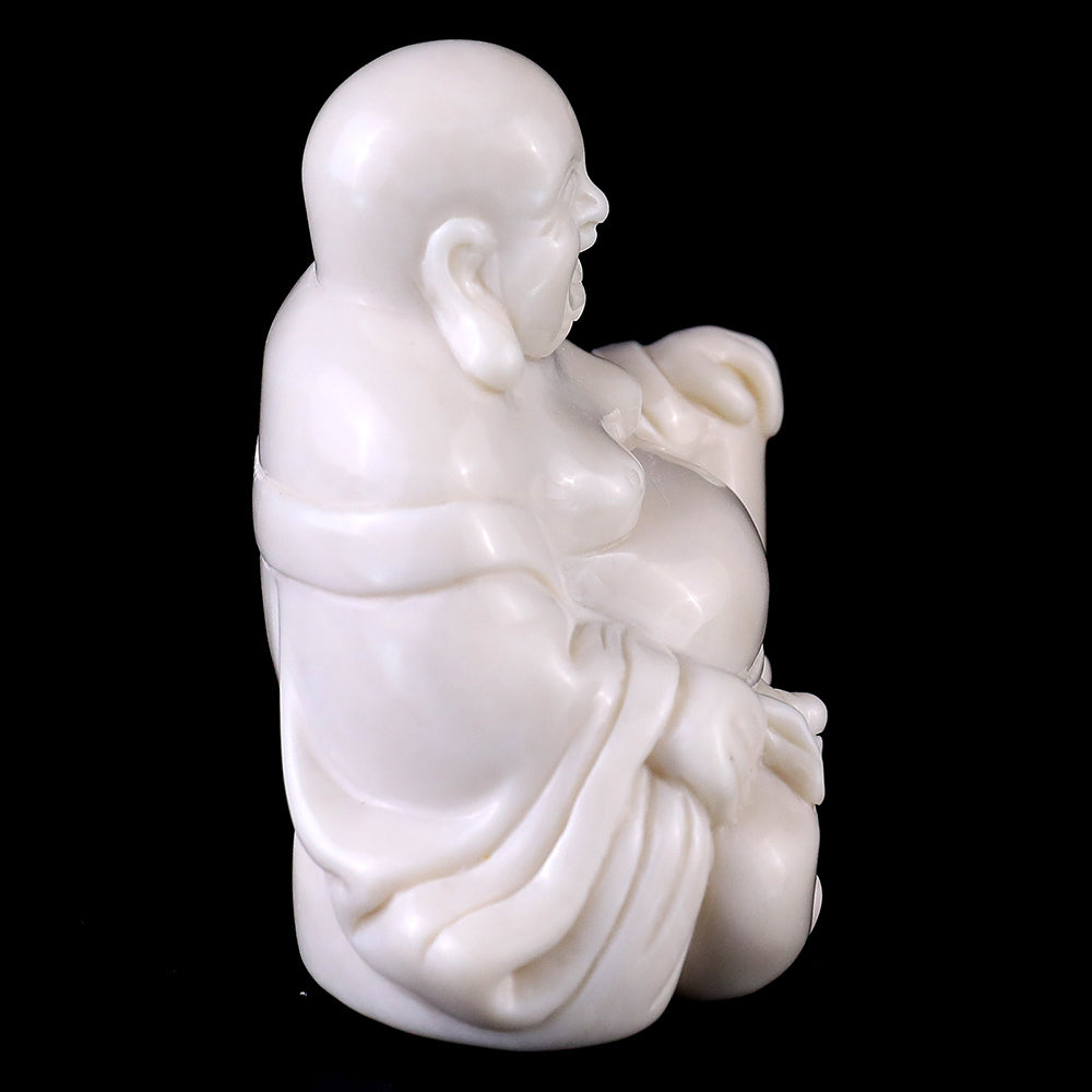 3.0" Ivory Jade Laughing Buddha Carving Sculpture piece 3100059 view 4