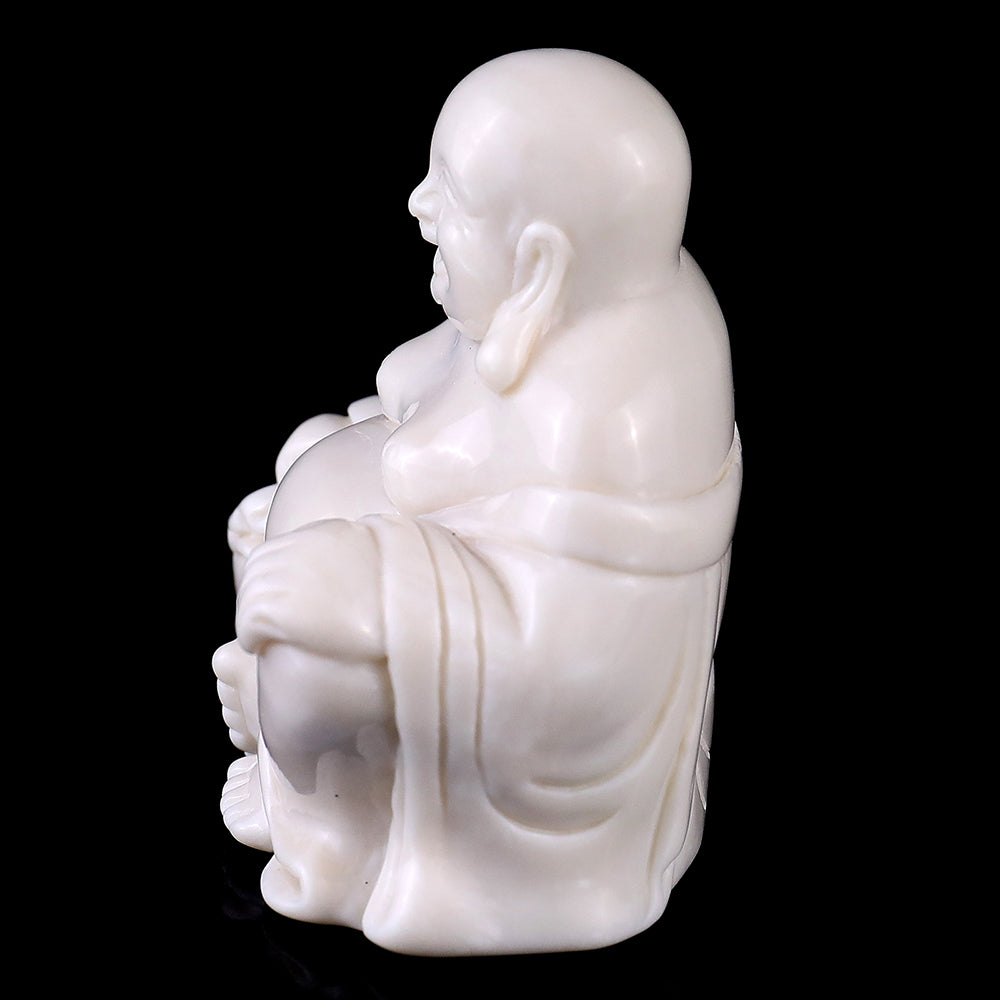 3.0" Ivory Jade Laughing Buddha Carving Sculpture piece 3100059 view 6