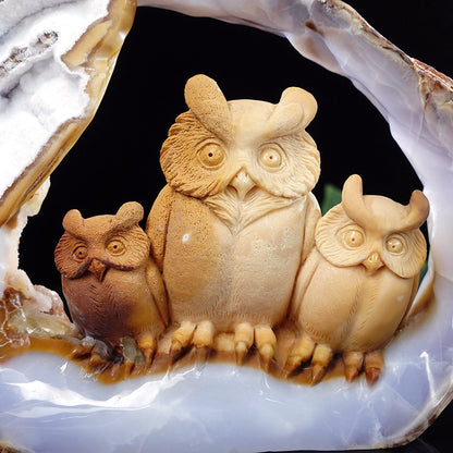 9.5" Yellow Chalcedony Owl Carving Sculpture piece 3100076 view 11