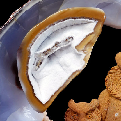 9.5" Yellow Chalcedony Owl Carving Sculpture piece 3100076 view 12
