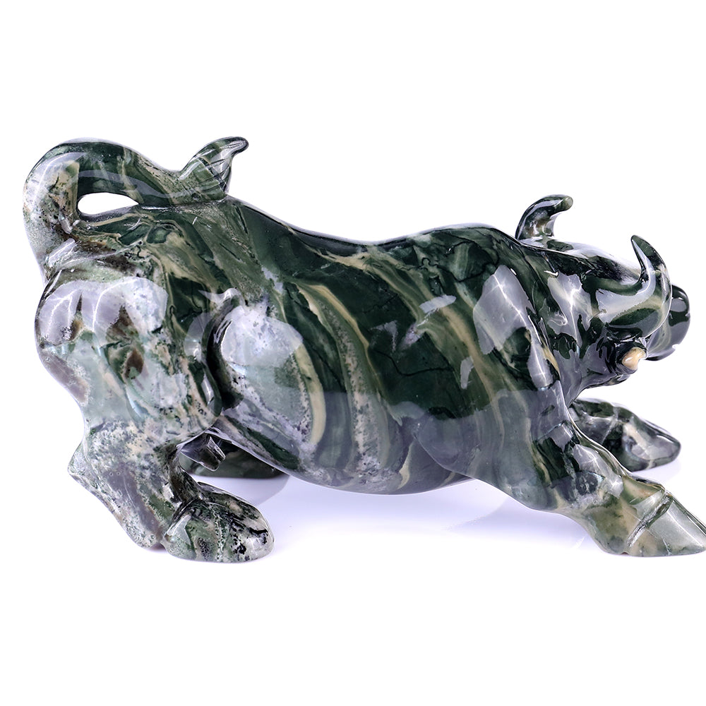 5.7" Kowloon Jade Bull Carving Sculpture piece 3100096 view 3