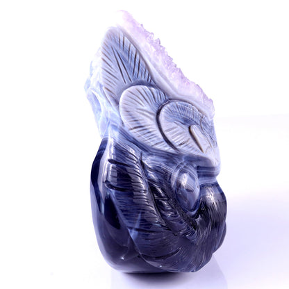 6.1" Amethyst Cluster Owl Head Carving Sculpture piece 3100104 view 2