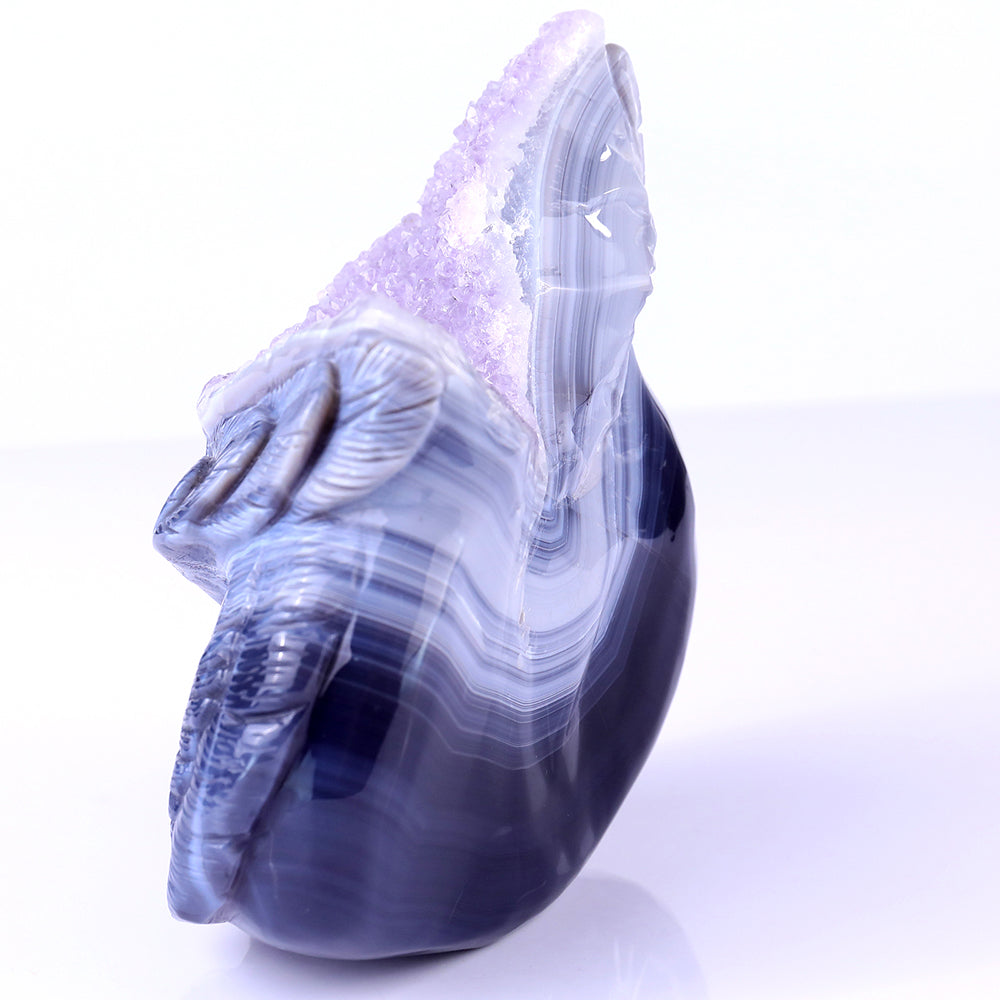 6.1" Amethyst Cluster Owl Head Carving Sculpture piece 3100104 view 4