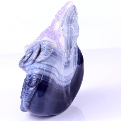 6.1" Amethyst Cluster Owl Head Carving Sculpture piece 3100104 view 4