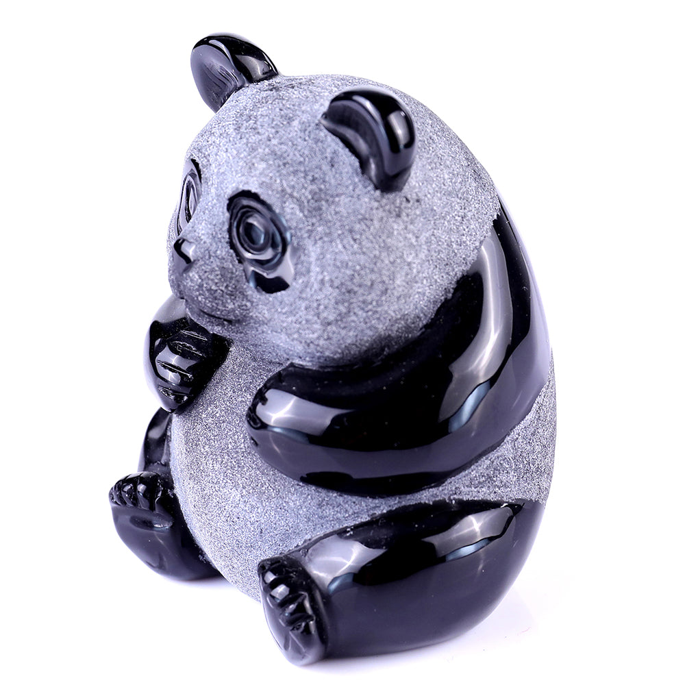 2.7" Frosted Obsidian Sitting Panda Carving Sculpture piece 3100109 view 10