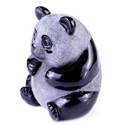 2.7" Frosted Obsidian Sitting Panda Carving Sculpture piece 3100109 view 10