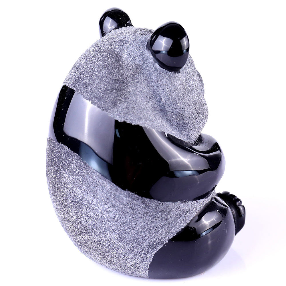 2.7" Frosted Obsidian Sitting Panda Carving Sculpture piece 3100109 view 5