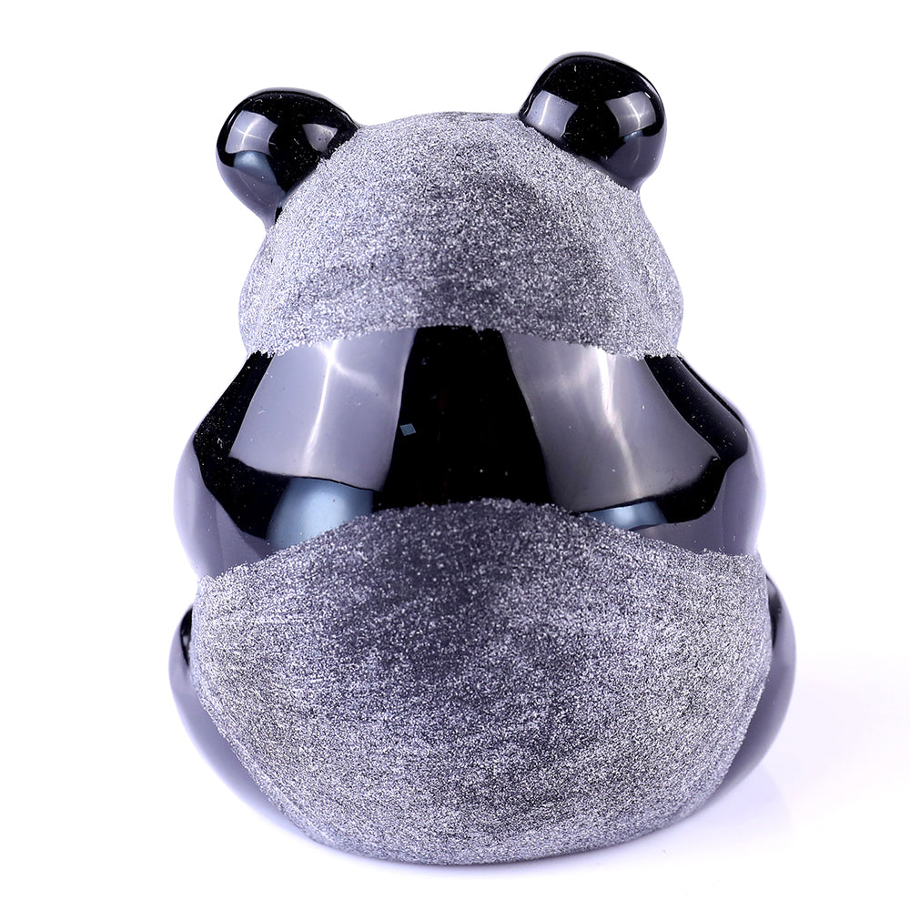 2.7" Frosted Obsidian Sitting Panda Carving Sculpture piece 3100109 view 6