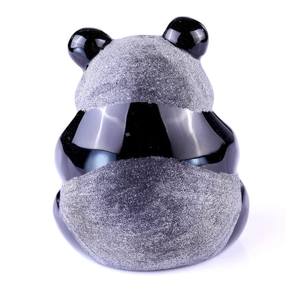 2.7" Frosted Obsidian Sitting Panda Carving Sculpture piece 3100109 view 6