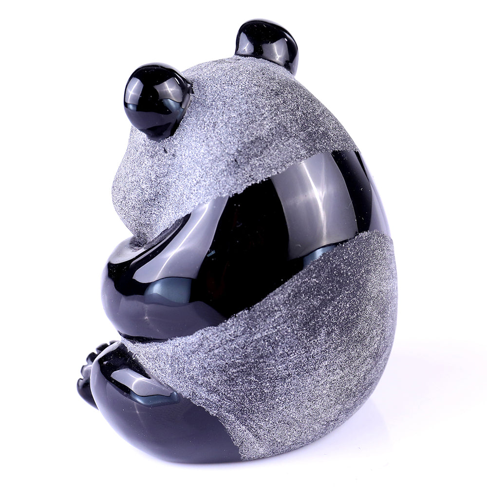 2.7" Frosted Obsidian Sitting Panda Carving Sculpture piece 3100109 view 7
