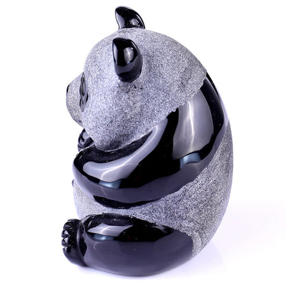 2.7" Frosted Obsidian Sitting Panda Carving Sculpture piece 3100109 view 8