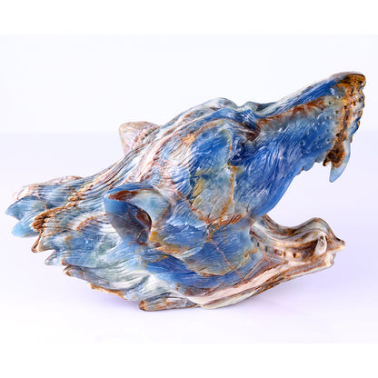9.8" Blue Angelite Wolf Head Carving Sculpture piece 3100113 view 2
