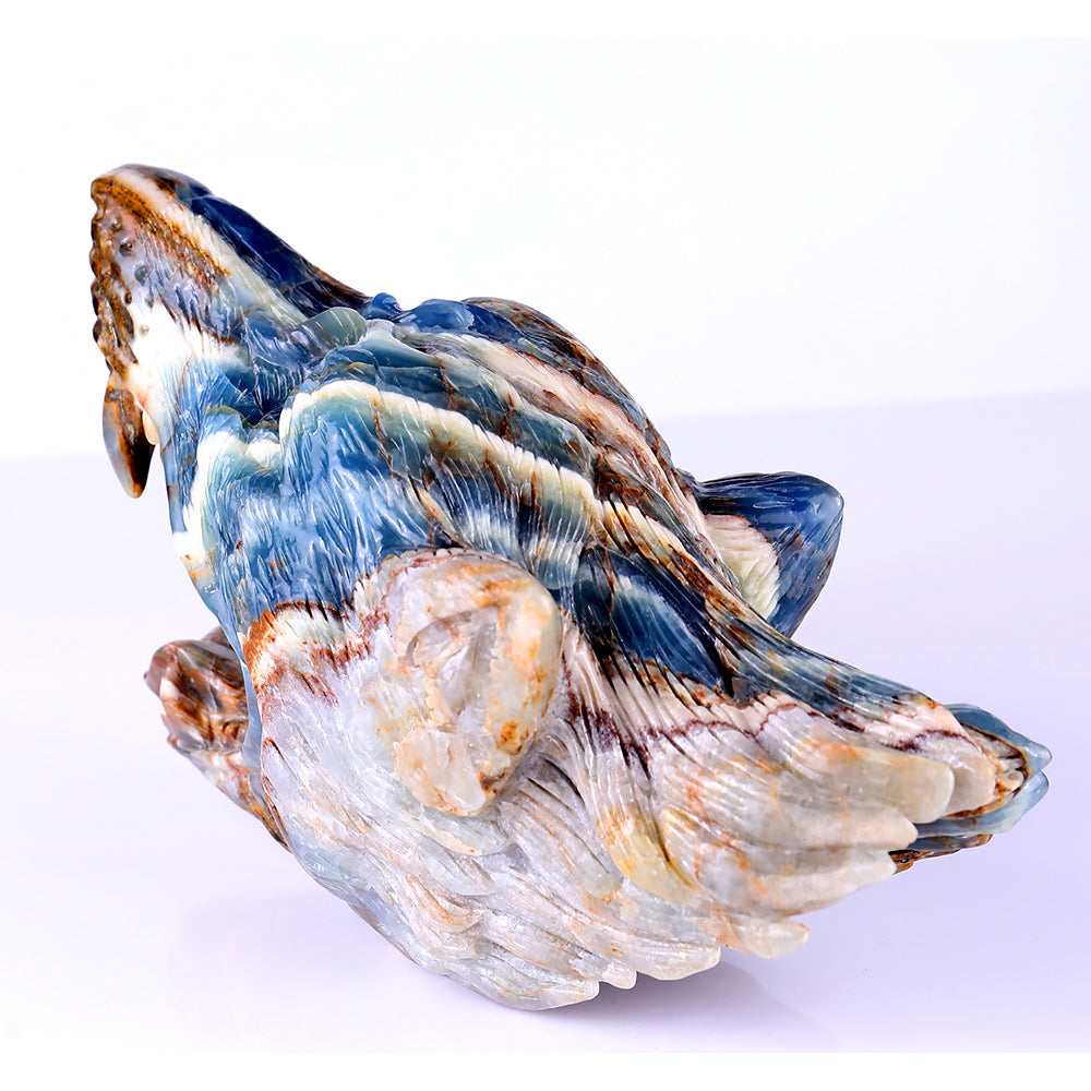 9.8" Blue Angelite Wolf Head Carving Sculpture piece 3100113 view 4
