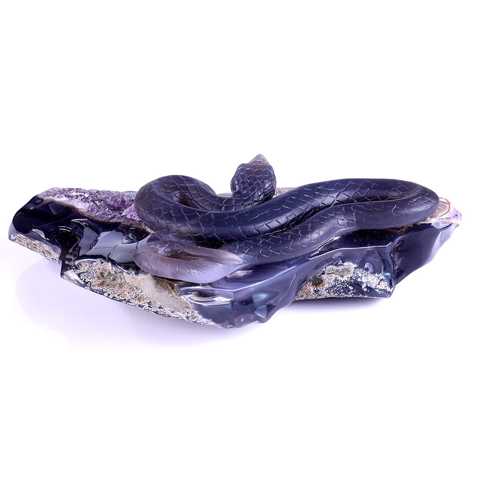 10.9" Amethyst Cluster Snake Carving Sculpture piece 3100140 view 3
