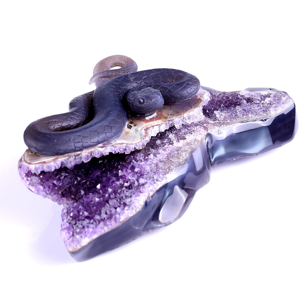 10.9" Amethyst Cluster Snake Carving Sculpture piece 3100140 view 5