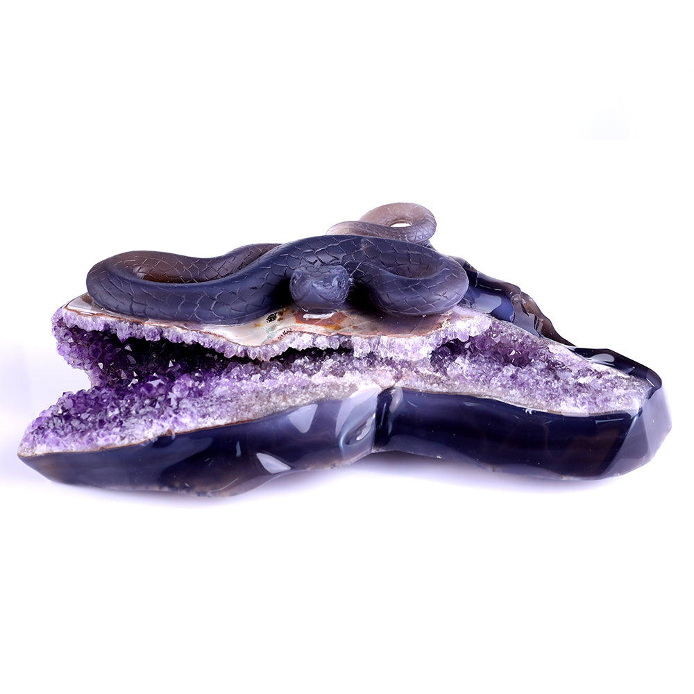 10.9" Amethyst Cluster Snake Carving Sculpture piece 3100140 view 6