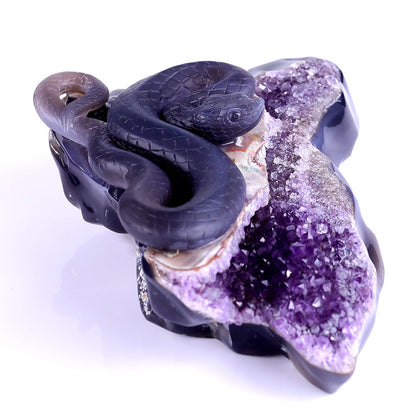 10.9" Amethyst Cluster Snake Carving Sculpture piece 3100140 view 7