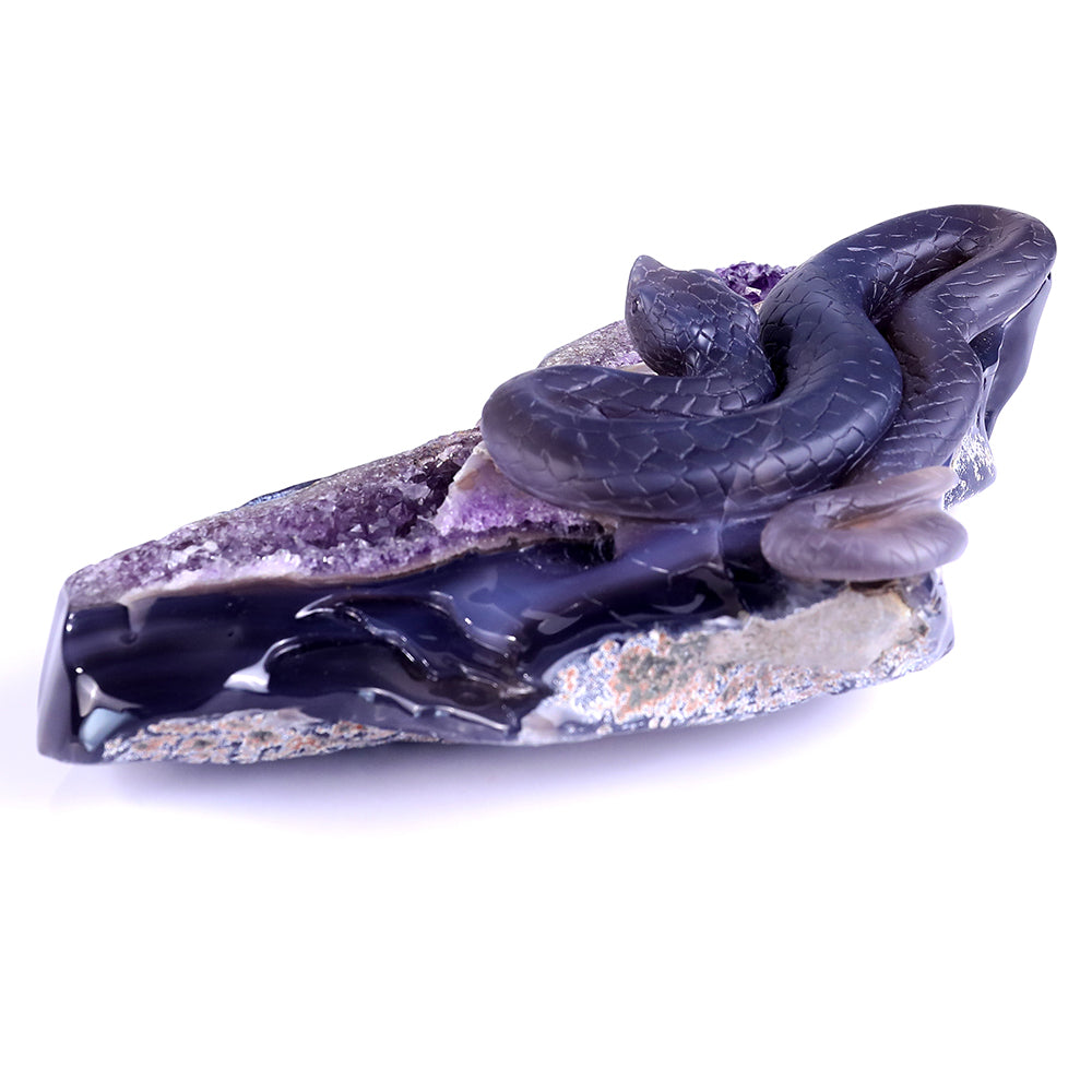 10.9" Amethyst Cluster Snake Carving Sculpture piece 3100140 view 8