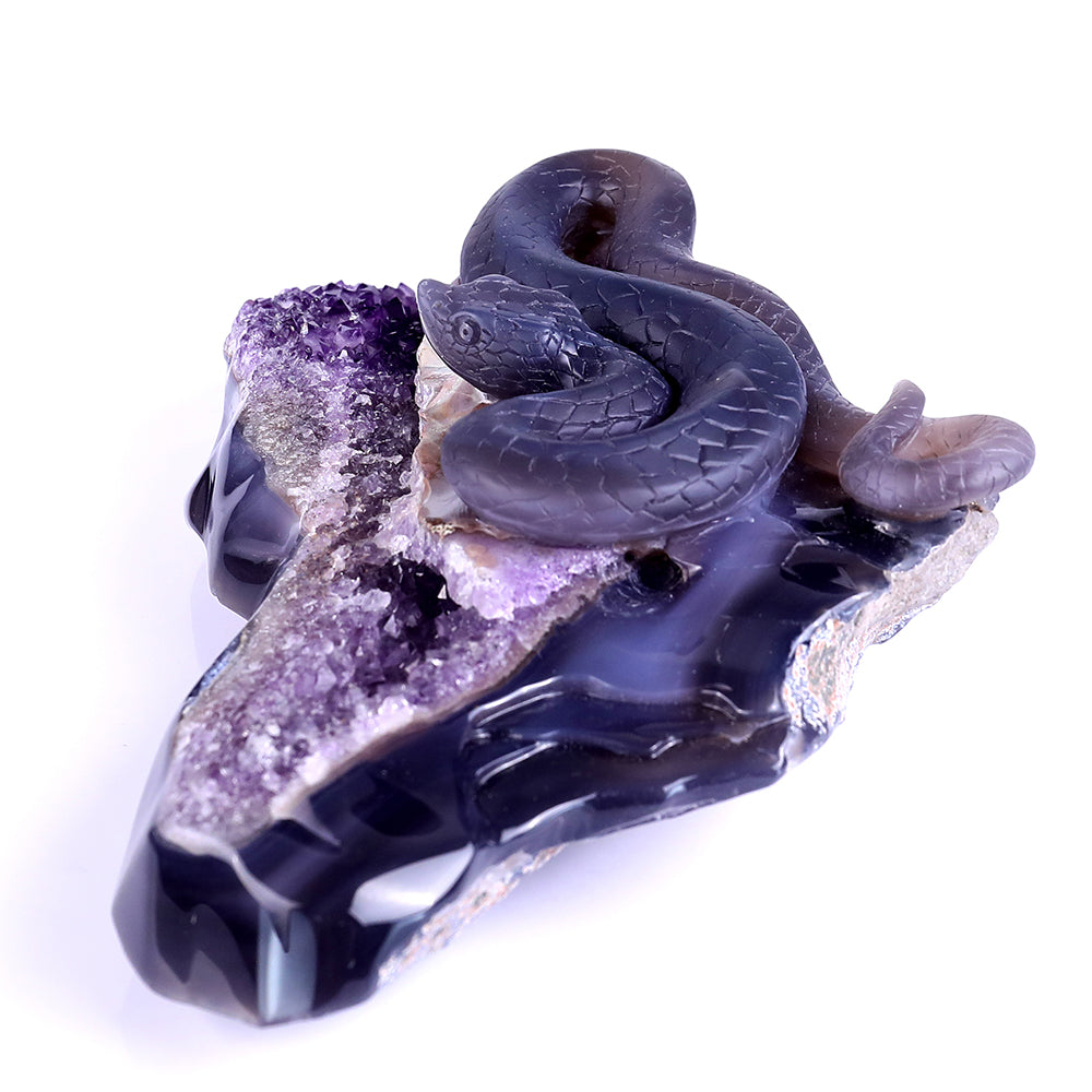 10.9" Amethyst Cluster Snake Carving Sculpture piece 3100140 view 9