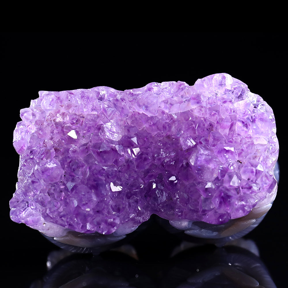 3.0" Amethyst Cluster Double Owl Carving Sculpture piece 3100141 view 8