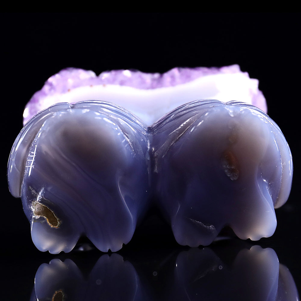 3.0" Amethyst Cluster Double Owl Carving Sculpture piece 3100141 view 9