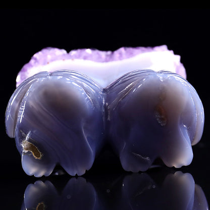 3.0" Amethyst Cluster Double Owl Carving Sculpture piece 3100141 view 9
