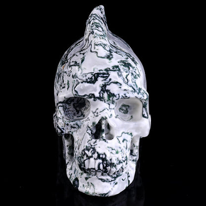 11.4" Moss Agate Fish Skull Carving Sculpture piece 3100153 view 2
