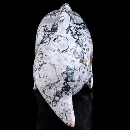 11.4" Moss Agate Fish Skull Carving Sculpture piece 3100153 view 5