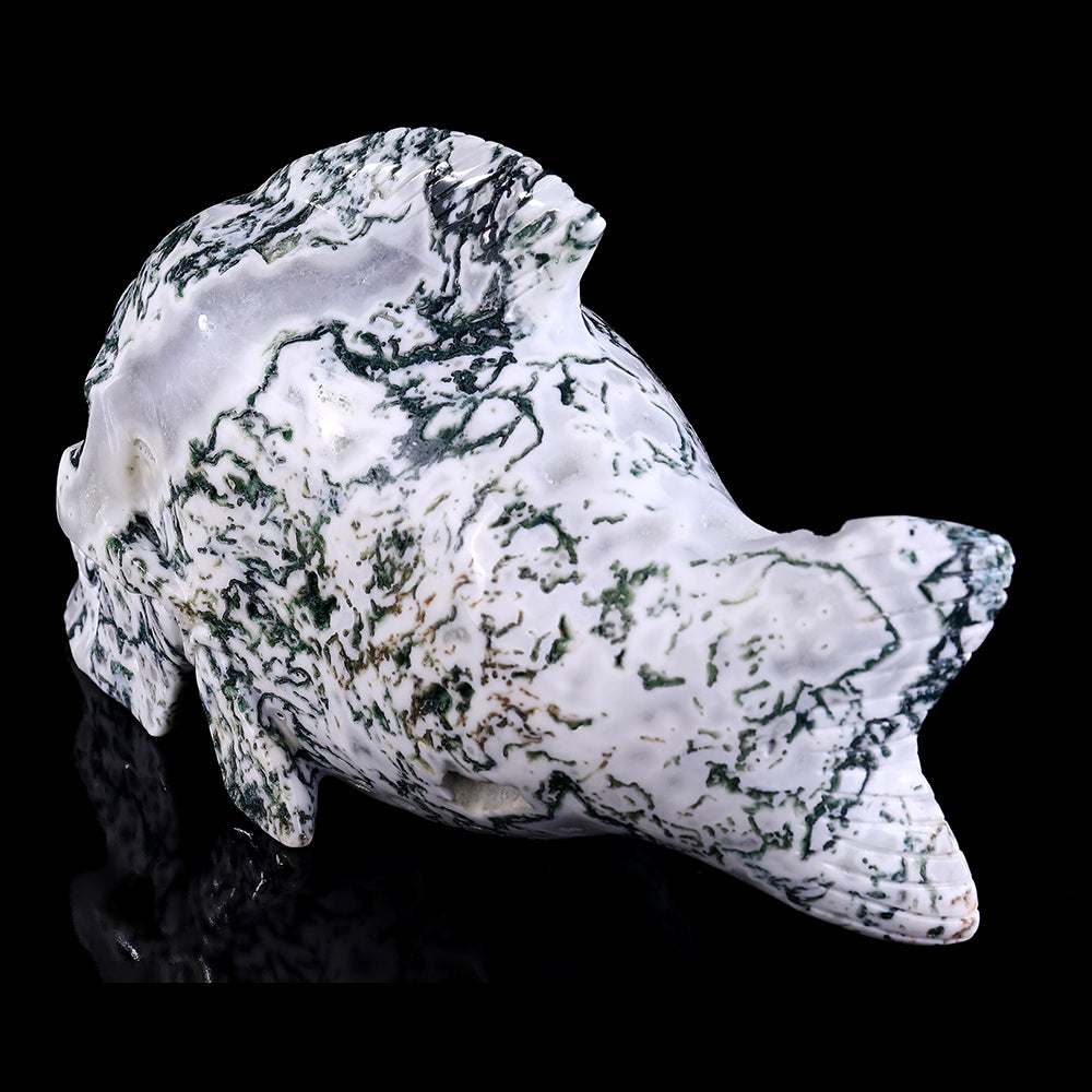 11.4" Moss Agate Fish Skull Carving Sculpture piece 3100153 view 6