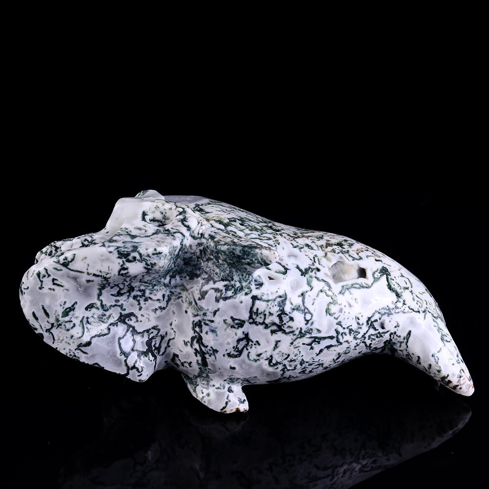 11.4" Moss Agate Fish Skull Carving Sculpture piece 3100153 view 8